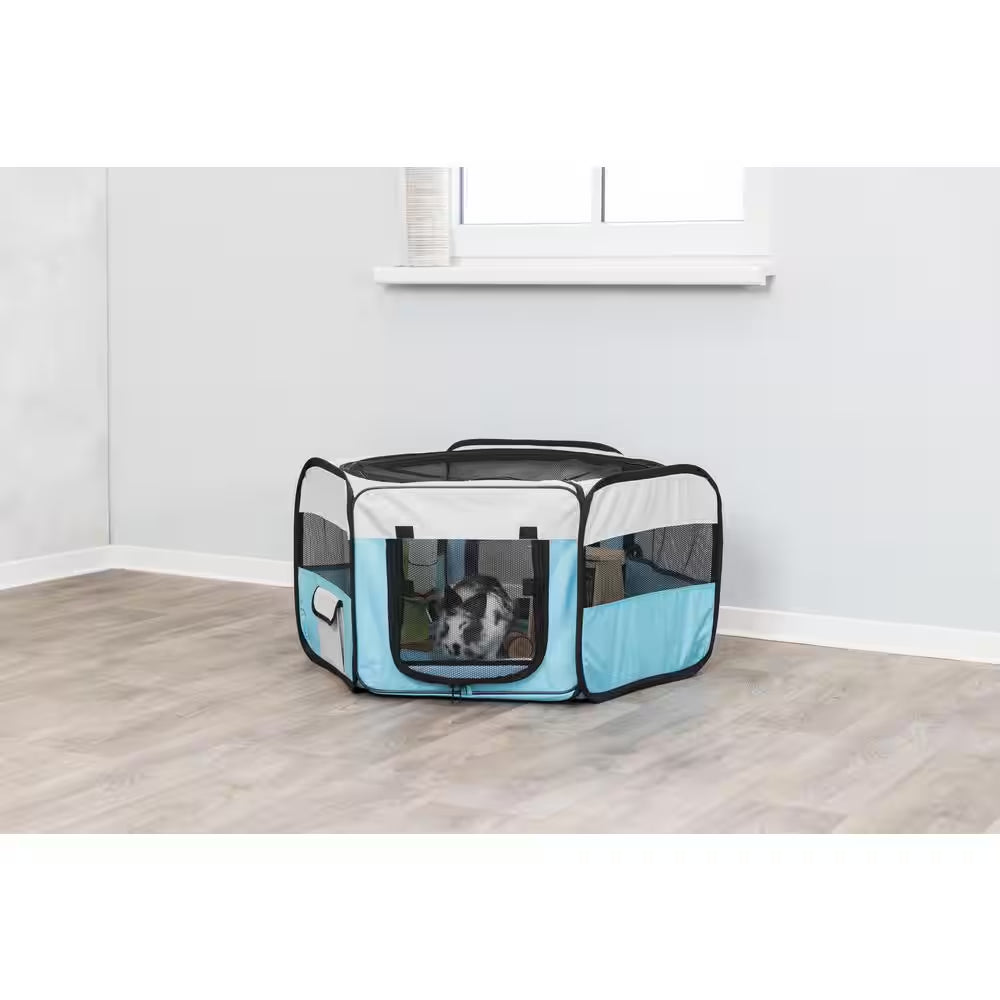 51 In. X 21.7 In. Large Soft-Sided Nylon Mobile Playpen, Turquoise