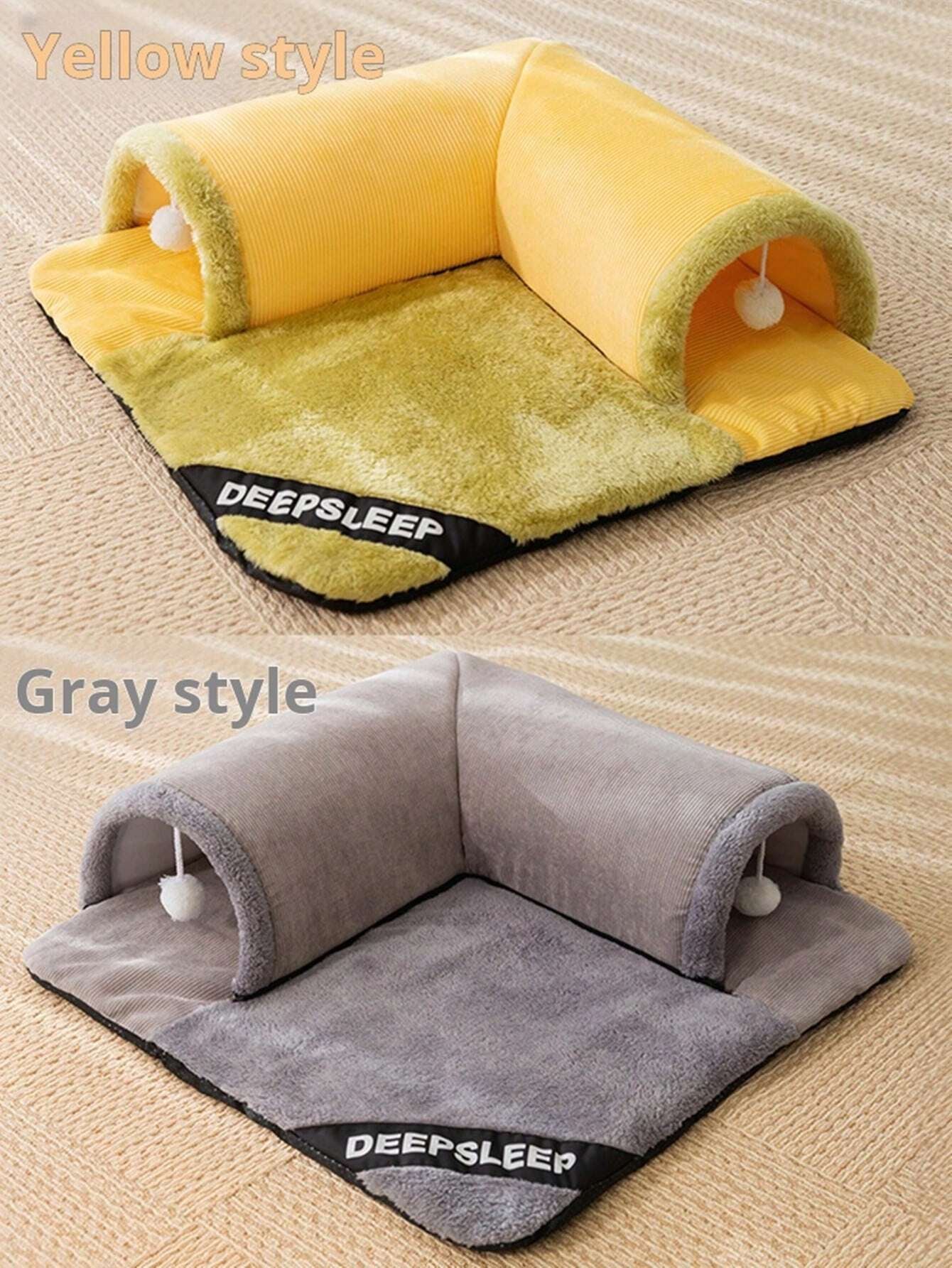 Pet Bed with Tunnel, 20Cm Large Entrance, Recommended for Various Sizes of Cats/Small Dogs, Soft Cozy Warm Material, Strong Support Prevents Collapse, Detachable for Easy Cleaning, Ideal for Cats/Dogs to Sleep/Play at Home Instead of Beds/Toys