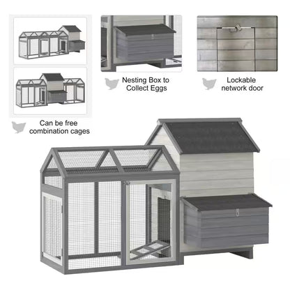 100 In.Wooden 0.0007-Acre In-Ground Chicken House, Poultry Fencing, Backyard W/Double Run Nesting Box