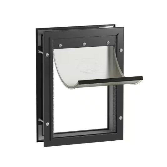 Medium Deluxe Aluminum Pet Door for Dogs, Adjustable Tunnel for Walls and Screens up to 2.8 In.