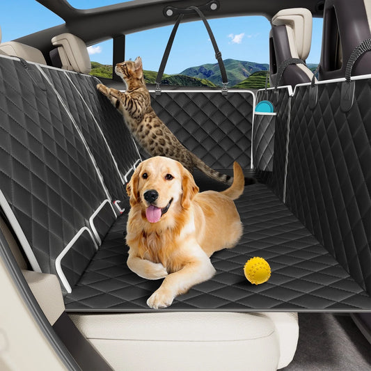 Dog Seat Cover- Non-Slip Dog Car Hammocks with Seatbelt Dog Car Seat Cover Waterproof and Scratch-Resistant Dog Car Back Seat Protection