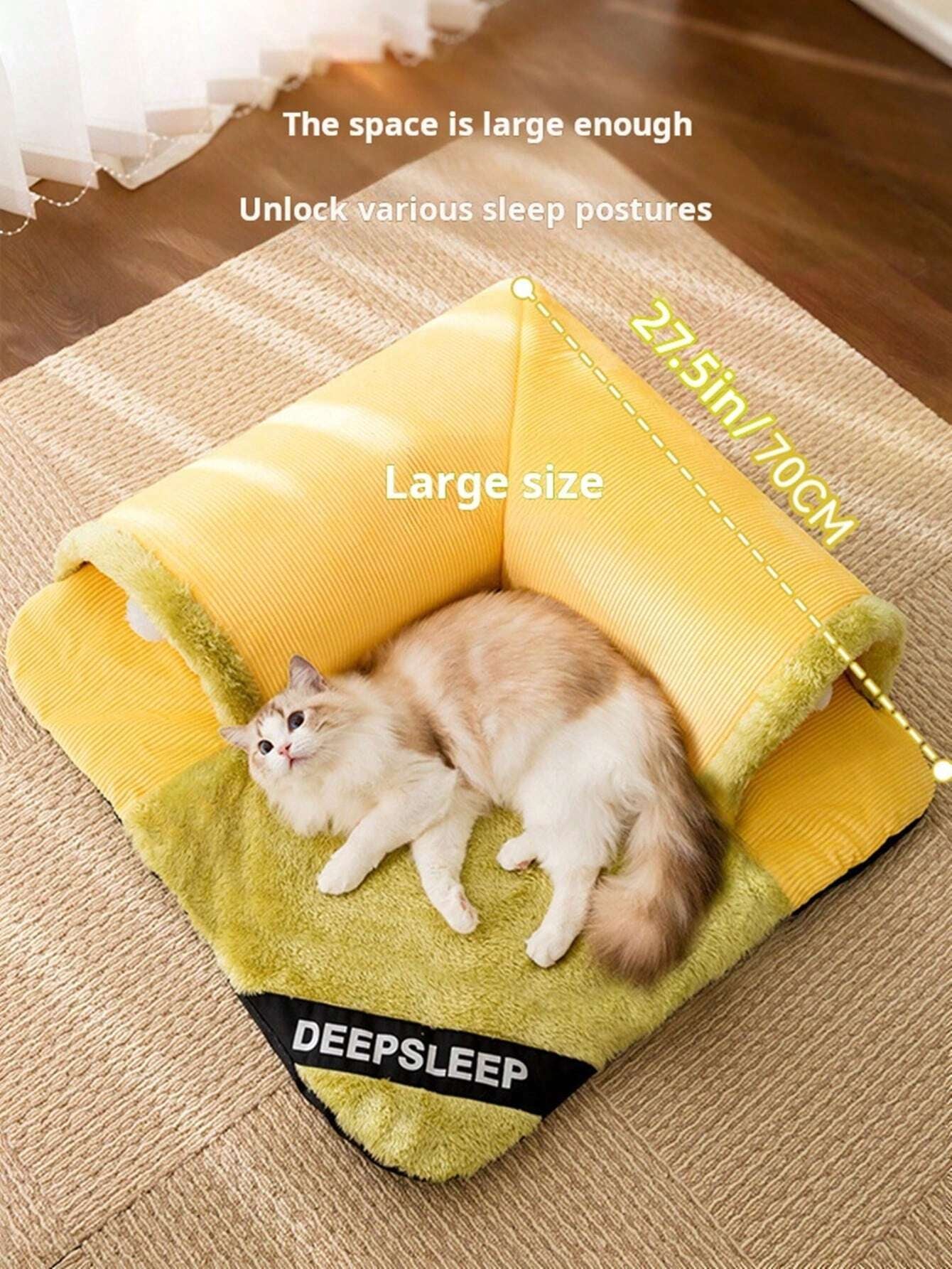Pet Bed with Tunnel, 20Cm Large Entrance, Recommended for Various Sizes of Cats/Small Dogs, Soft Cozy Warm Material, Strong Support Prevents Collapse, Detachable for Easy Cleaning, Ideal for Cats/Dogs to Sleep/Play at Home Instead of Beds/Toys
