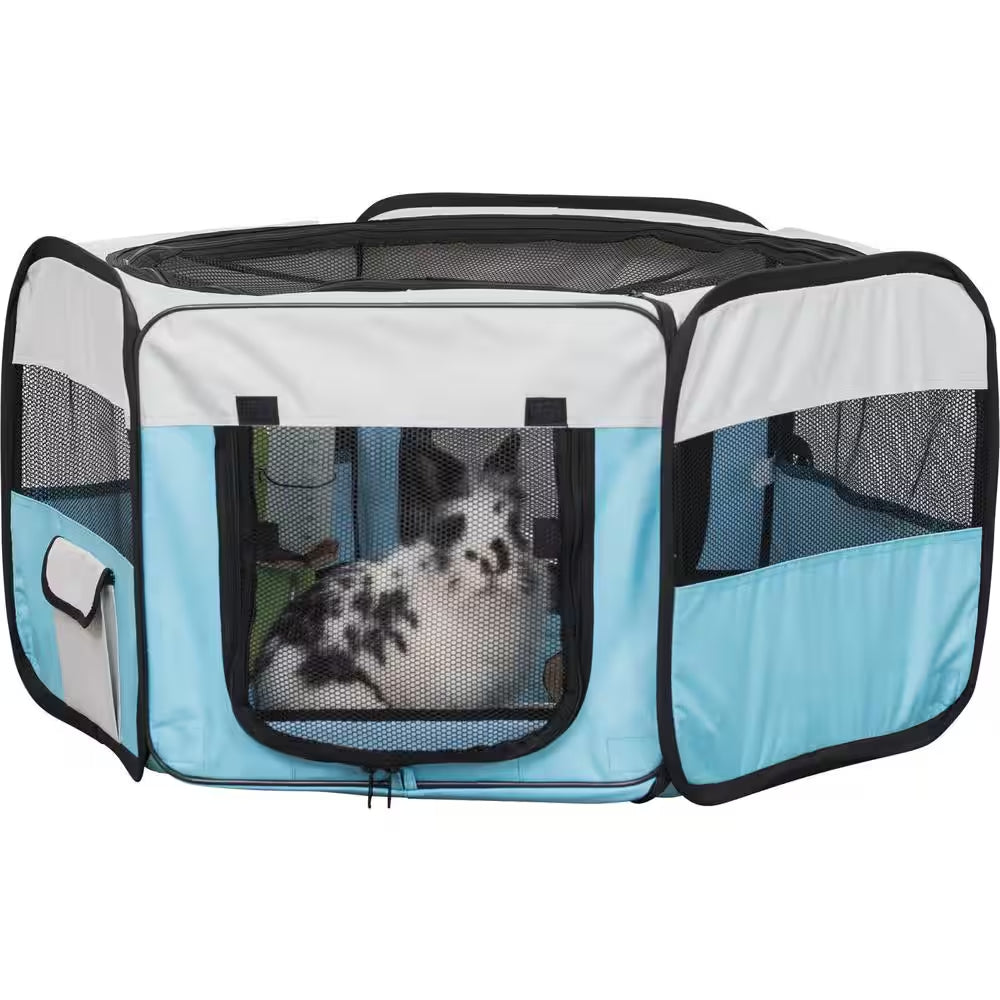 51 In. X 21.7 In. Large Soft-Sided Nylon Mobile Playpen, Turquoise