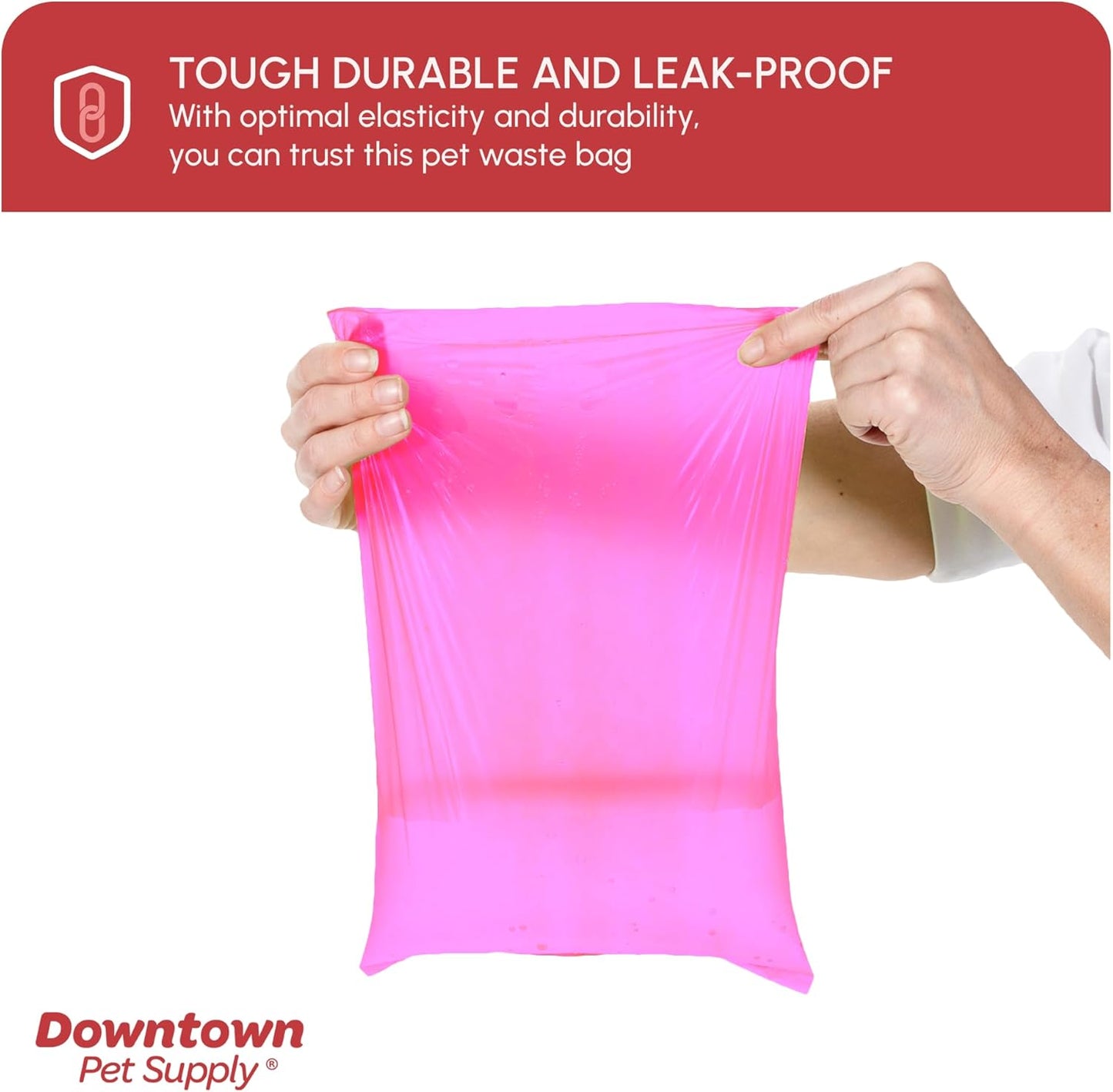 Poop Bags for Dogs with Dispenser, 180 Count - Leak-Proof Dog Waste Bags and Bone-Shaped Dog Poop Bags Holder for Leash - Pink, 12.5" X 8.5"