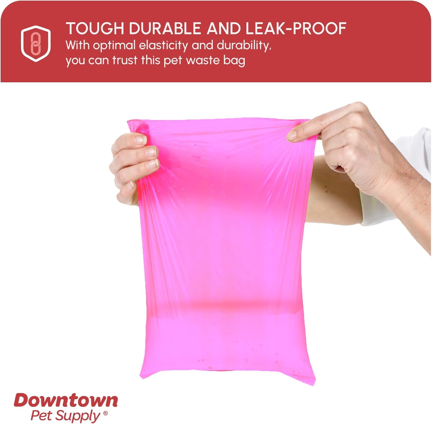 Poop Bags for Dogs with Dispenser, 180 Count - Leak-Proof Dog Waste Bags and Bone-Shaped Dog Poop Bags Holder for Leash - Pink, 12.5" X 8.5"