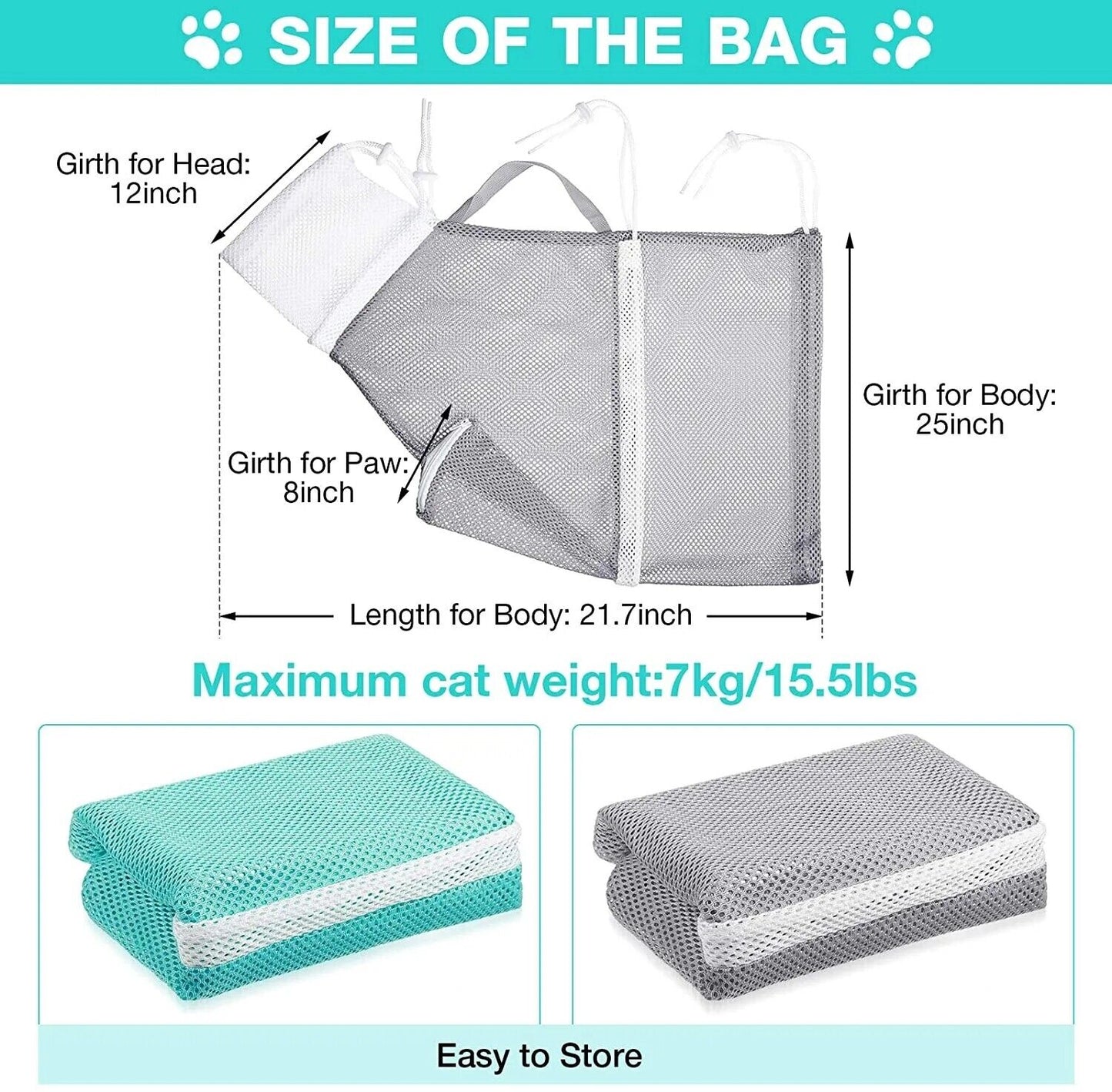 Cat Bathing Bag Puppy Cleaning Shower Bag Grooming Bag for Bathing Anti-Scratch