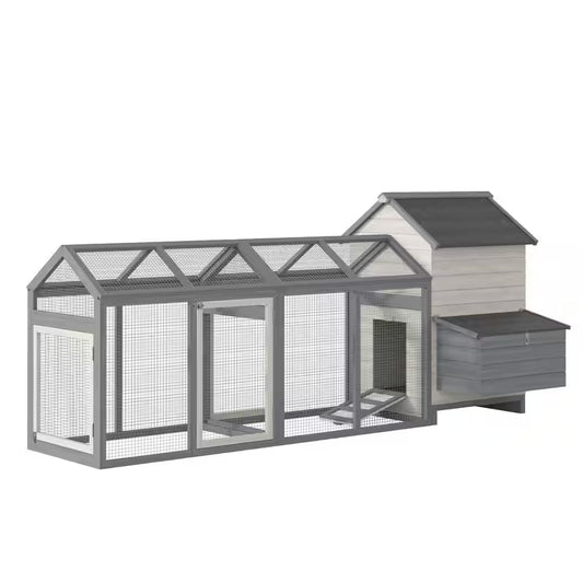 100 In.Wooden 0.0007-Acre In-Ground Chicken House, Poultry Fencing, Backyard W/Double Run Nesting Box