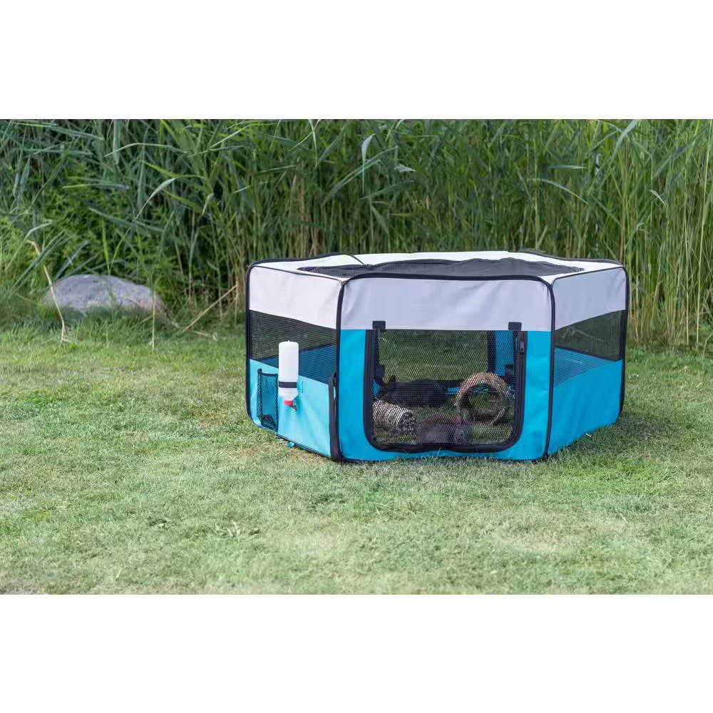 51 In. X 21.7 In. Large Soft-Sided Nylon Mobile Playpen, Turquoise