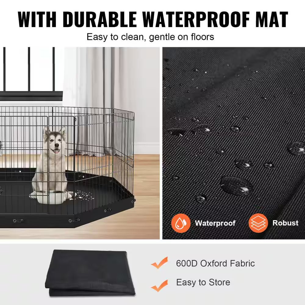 Dog Playpen 8 Panels Foldable Metal Dog Exercise Pen with Bottom Pad 24 In. H Pet Fence Puppy Crate Kennel