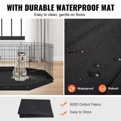 Dog Playpen 8 Panels Foldable Metal Dog Exercise Pen with Bottom Pad 24 In. H Pet Fence Puppy Crate Kennel