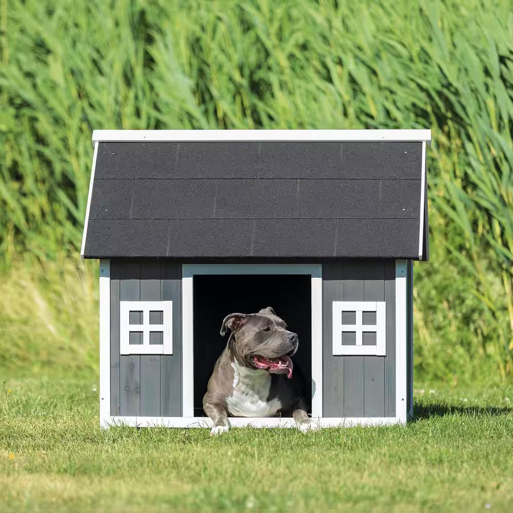 Natura Barn Style Dog House, Elevated Pet Shelter, Weatherproof Dog House, Medium