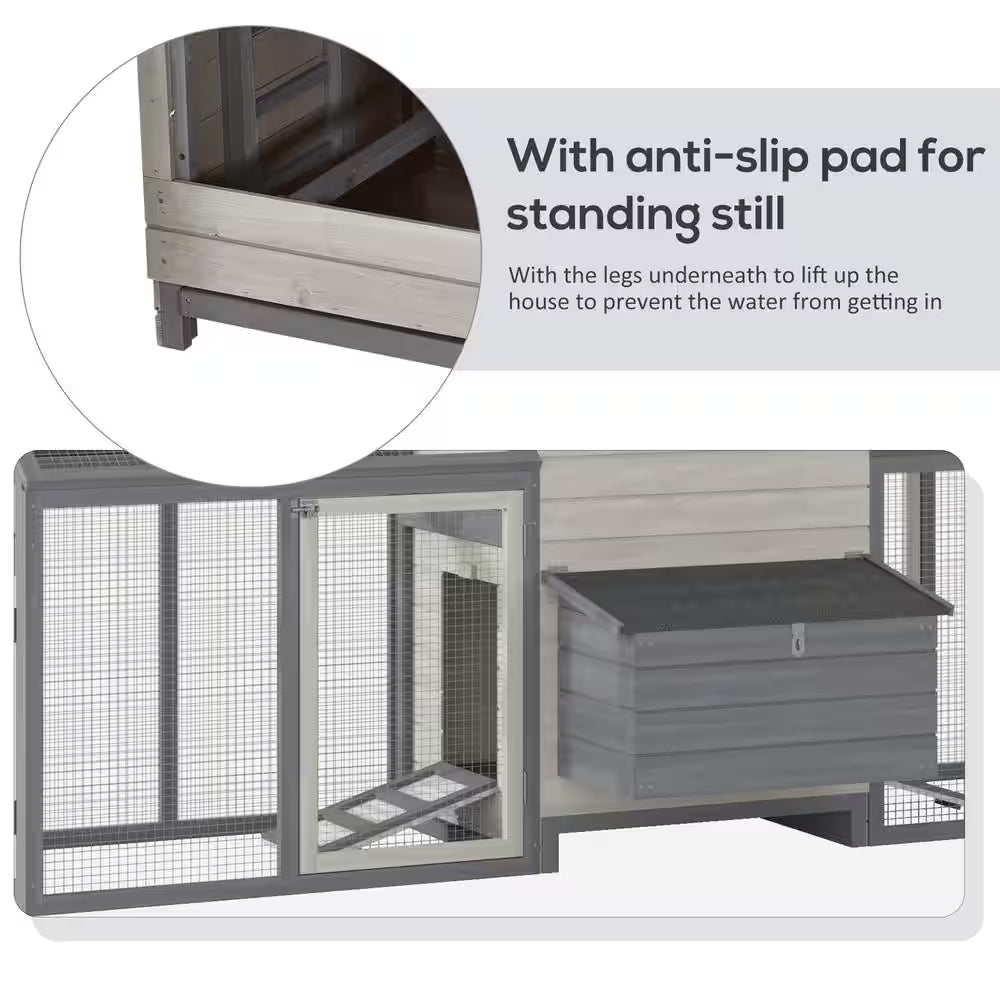 100 In.Wooden 0.0007-Acre In-Ground Chicken House, Poultry Fencing, Backyard W/Double Run Nesting Box