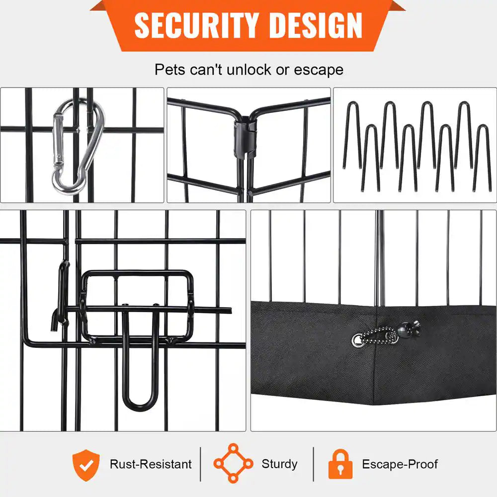 Dog Playpen 8 Panels Foldable Metal Dog Exercise Pen with Bottom Pad 24 In. H Pet Fence Puppy Crate Kennel