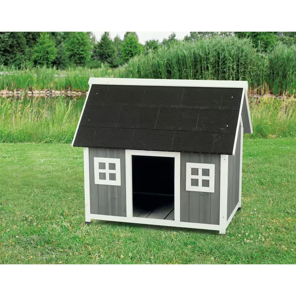 Natura Barn Style Dog House, Elevated Pet Shelter, Weatherproof Dog House, Medium