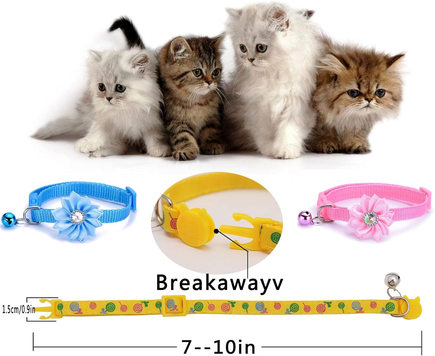 16 PCS Cute Cat Collars Breakaway with Bell for Boy Cats and Girl Cats Gifts