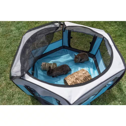 51 In. X 21.7 In. Large Soft-Sided Nylon Mobile Playpen, Turquoise