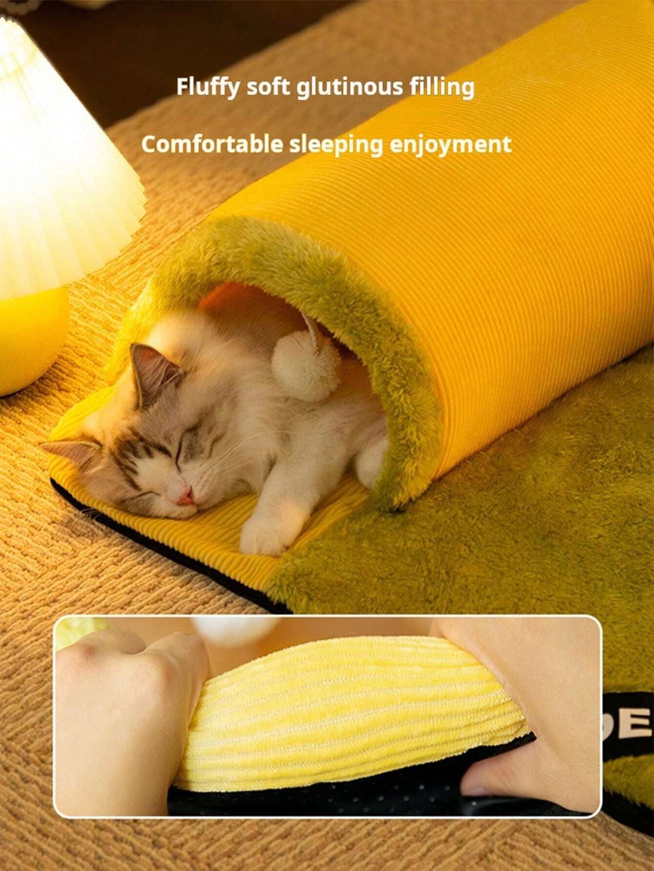 Pet Bed with Tunnel, 20Cm Large Entrance, Recommended for Various Sizes of Cats/Small Dogs, Soft Cozy Warm Material, Strong Support Prevents Collapse, Detachable for Easy Cleaning, Ideal for Cats/Dogs to Sleep/Play at Home Instead of Beds/Toys