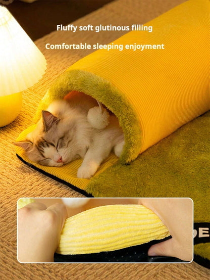 Pet Bed with Tunnel, 20Cm Large Entrance, Recommended for Various Sizes of Cats/Small Dogs, Soft Cozy Warm Material, Strong Support Prevents Collapse, Detachable for Easy Cleaning, Ideal for Cats/Dogs to Sleep/Play at Home Instead of Beds/Toys