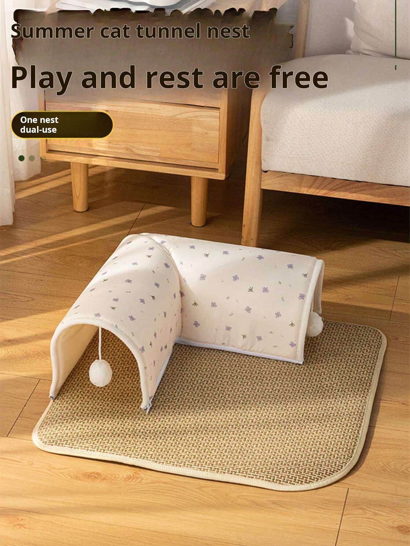 Pet Bed with Tunnel, 20Cm Large Entrance, Recommended for Various Sizes of Cats/Small Dogs, Soft Cozy Warm Material, Strong Support Prevents Collapse, Detachable for Easy Cleaning, Ideal for Cats/Dogs to Sleep/Play at Home Instead of Beds/Toys