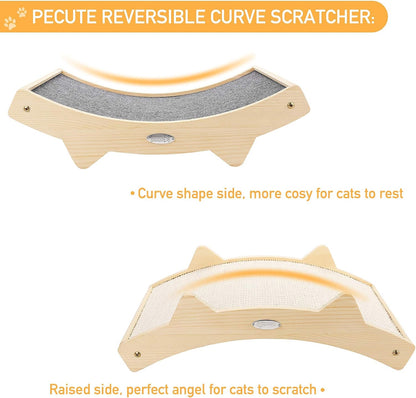 Double-Sided Sisal Cat Scratcher, Cat Scratchers for Indoor Cats with Natural Sisal + Carpet Cloth, Durable Solid Wooden Structure Scratch Pad, 16.5 X 10.8In