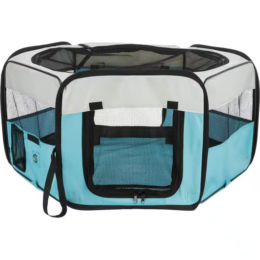 51 In. X 21.7 In. Large Soft-Sided Nylon Mobile Playpen, Turquoise