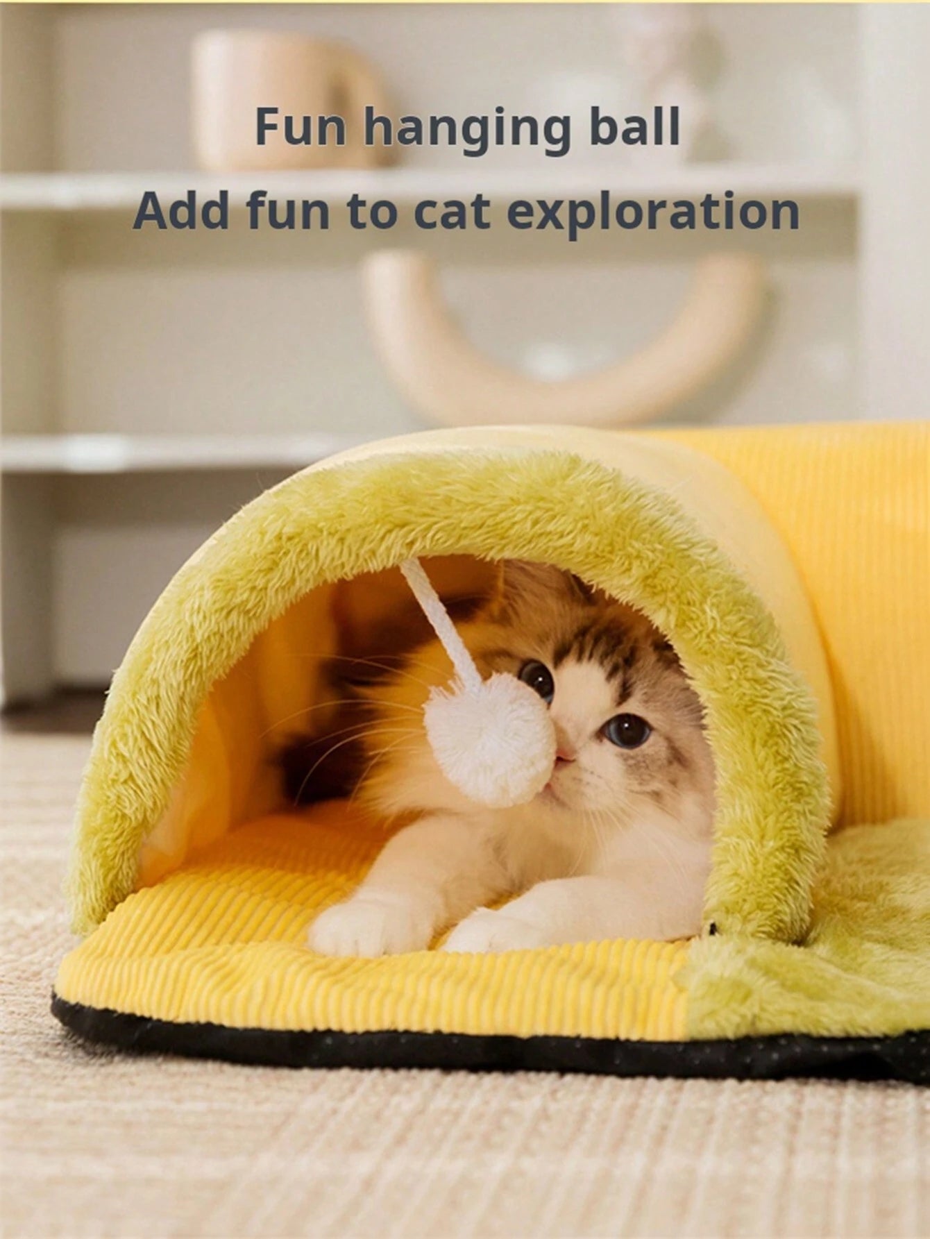 Pet Bed with Tunnel, 20Cm Large Entrance, Recommended for Various Sizes of Cats/Small Dogs, Soft Cozy Warm Material, Strong Support Prevents Collapse, Detachable for Easy Cleaning, Ideal for Cats/Dogs to Sleep/Play at Home Instead of Beds/Toys