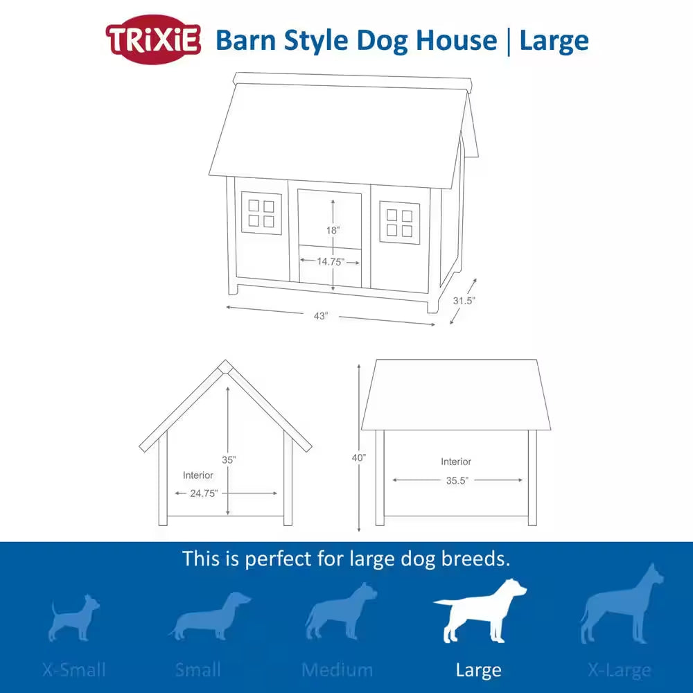 Natura Barn Style Dog House, Elevated Pet Shelter, Weatherproof Dog House, Medium