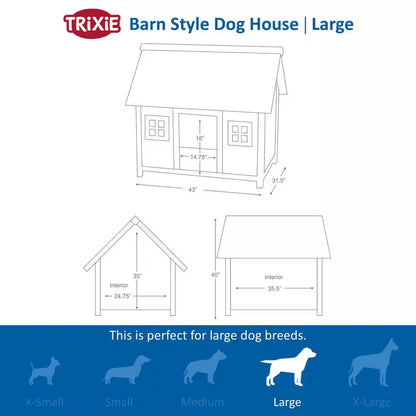 Natura Barn Style Dog House, Elevated Pet Shelter, Weatherproof Dog House, Medium