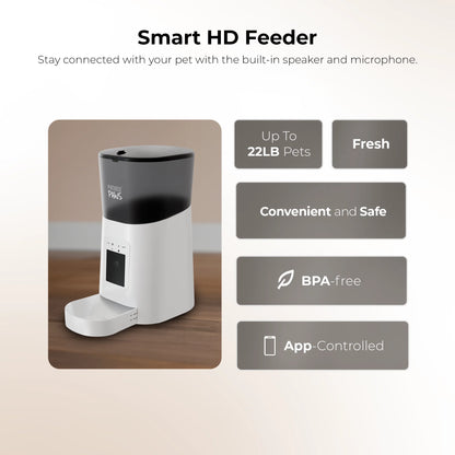 ® Smart Wifi Automatic Cat Feeder with Camera, 6L White