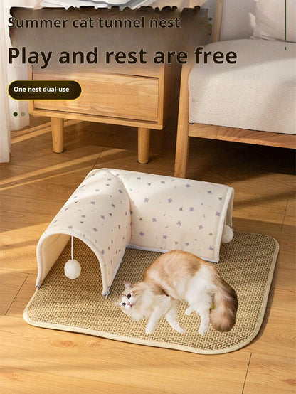 Pet Bed with Tunnel, 20Cm Large Entrance, Recommended for Various Sizes of Cats/Small Dogs, Soft Cozy Warm Material, Strong Support Prevents Collapse, Detachable for Easy Cleaning, Ideal for Cats/Dogs to Sleep/Play at Home Instead of Beds/Toys