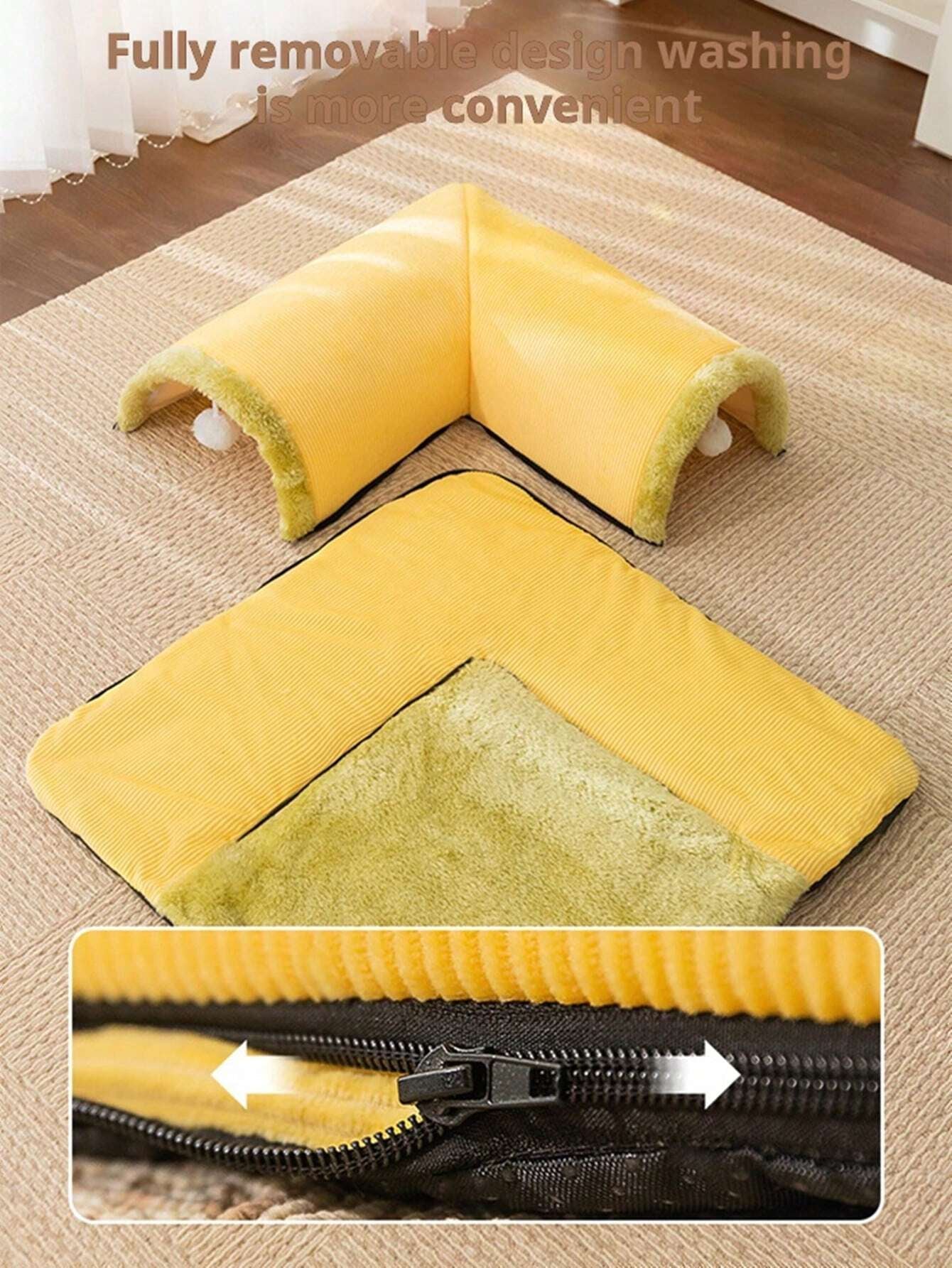 Pet Bed with Tunnel, 20Cm Large Entrance, Recommended for Various Sizes of Cats/Small Dogs, Soft Cozy Warm Material, Strong Support Prevents Collapse, Detachable for Easy Cleaning, Ideal for Cats/Dogs to Sleep/Play at Home Instead of Beds/Toys