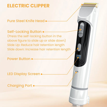 Pet Grooming Vacuum for Dogs & Cats, 13Kpa Suction, 5-In-1 Grooming Kit with Low Noise, 2.5L Dust Cup, Wireless Clippers, Deshedding Brush – Professional At-Home Pet Hair Cleaner